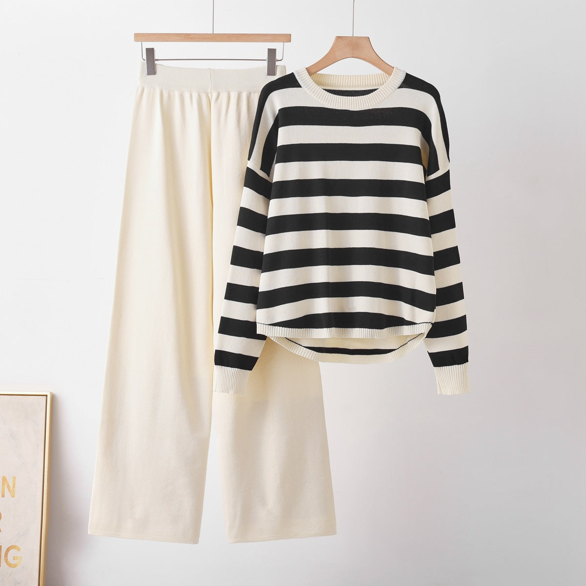 Ensemble Deux Pièces Rayé — Top & Pantalon Loose Femme