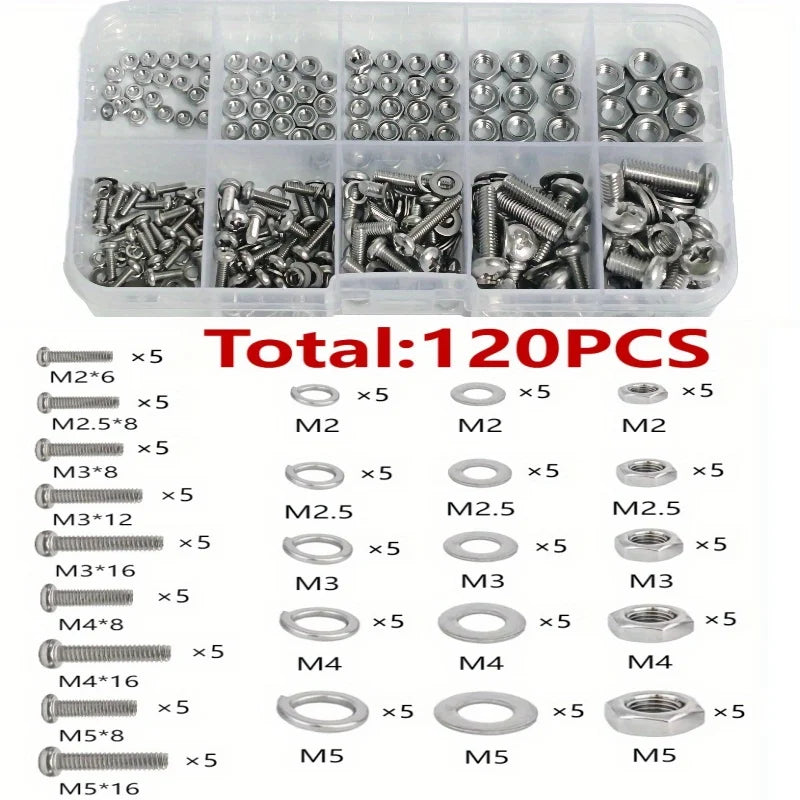Kit Boulons et Écrous Métriques M2-M5 – 120 ou 320 pcs