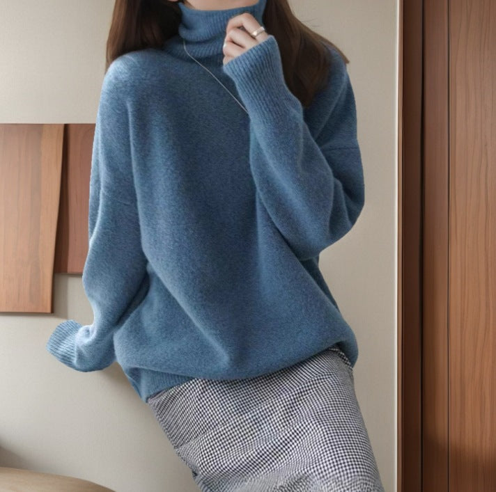 Pull Col Roulé Oversize en Maille — Femme