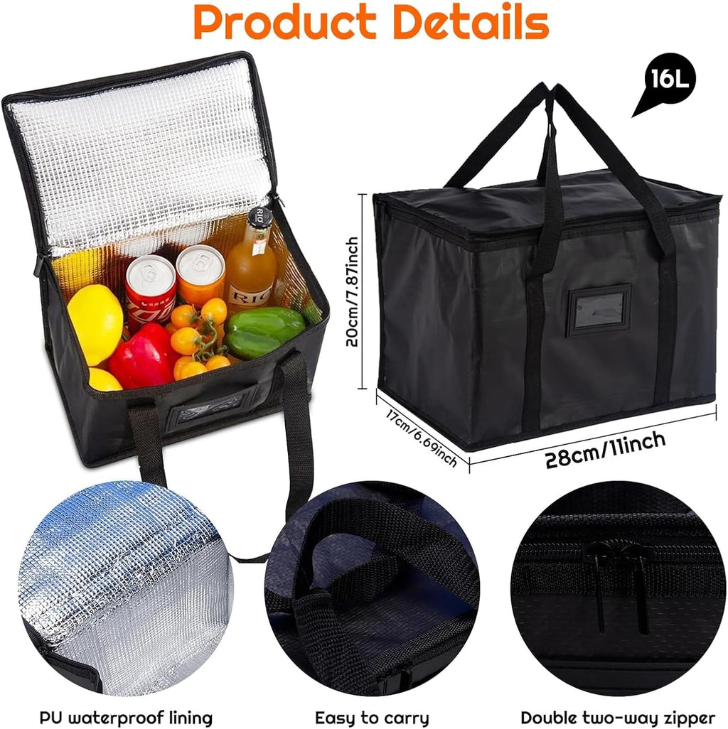 SUOXU Koeltas, 40 liter, grote opvouwbare geïsoleerde lunchtas voor picknick en reizen, winkelen, koelbox voor camping, barbecue en voedsellevering (zwart)