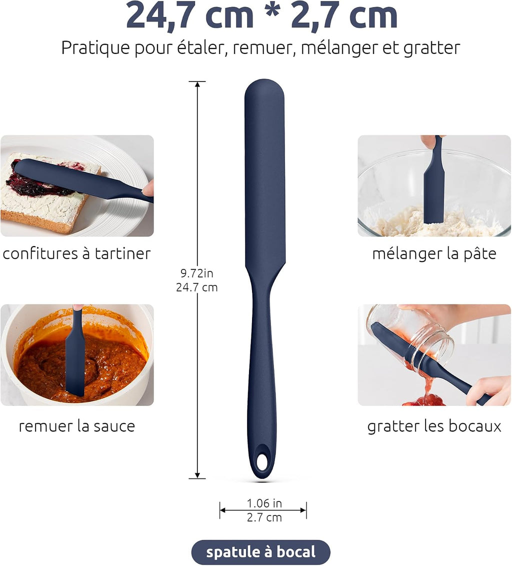 Spatule Silicone U-Taste – Embout Cuillère, Cœur Acier Inox, Résistante 315°C, 24,5 cm, Noir