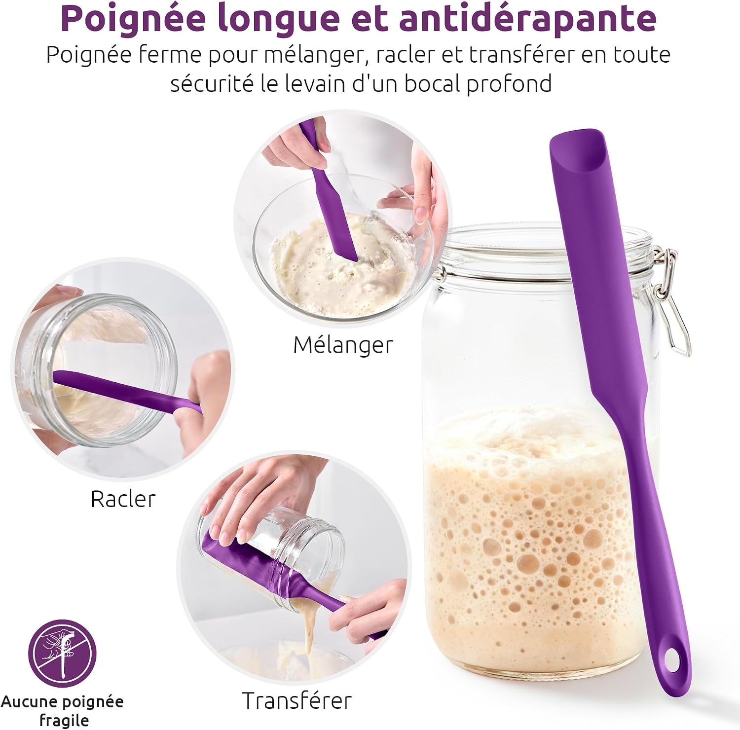 Spatule Silicone U-Taste – Embout Cuillère, Cœur Acier Inox, Résistante 315°C, 24,5 cm, Noir