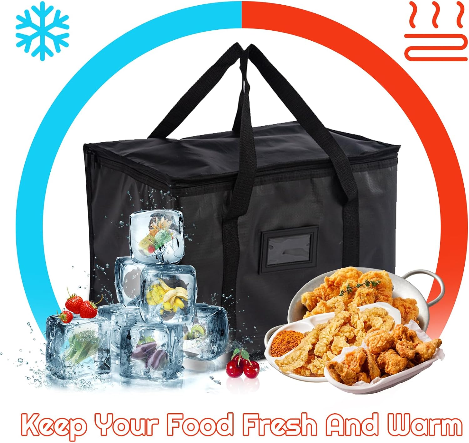 SUOXU Koeltas, 40 liter, grote opvouwbare geïsoleerde lunchtas voor picknick en reizen, winkelen, koelbox voor camping, barbecue en voedsellevering (zwart)