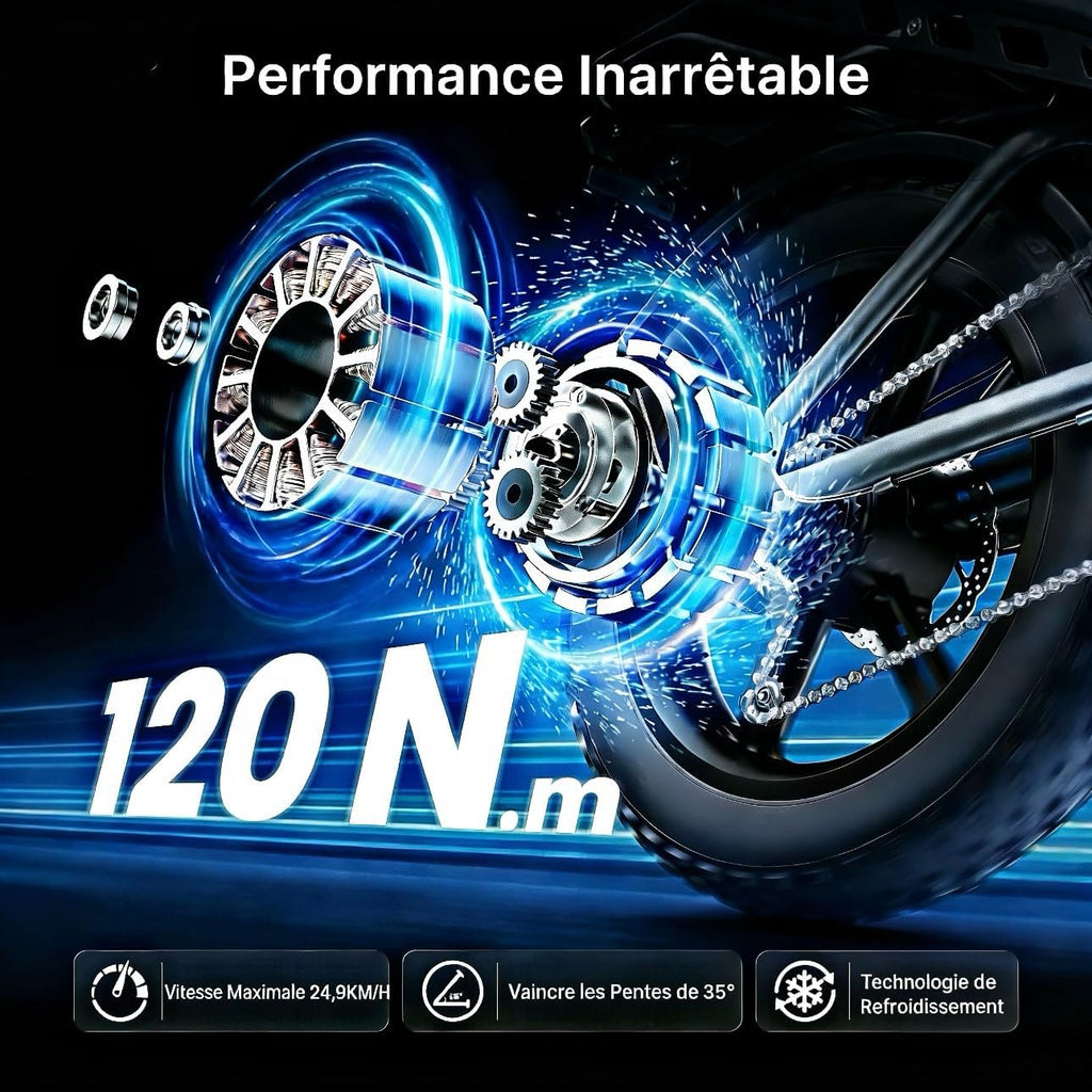 DEEPOWER QS7 Electric Bike, Removable Battery 48V 60Ah/35Ah/20Ah, Autonomy 110-250KM, Motor 120Nm, Fat Tyre 20'' X 4.0, 7 Speed, Full Hydraulic Suspension