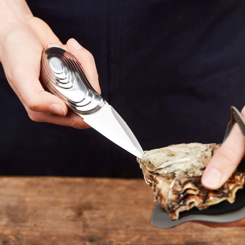 Couteau à Huîtres Professionnel Point-Virgule – Inox, Design Ambidextre, 15,5 cm
