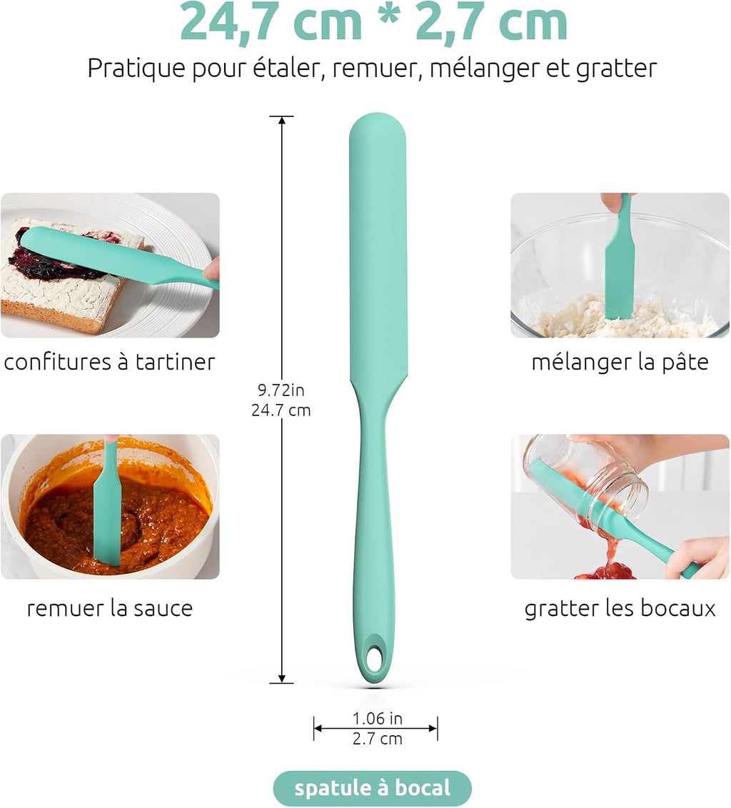Spatule Silicone U-Taste – Embout Cuillère, Cœur Acier Inox, Résistante 315°C, 24,5 cm, Noir