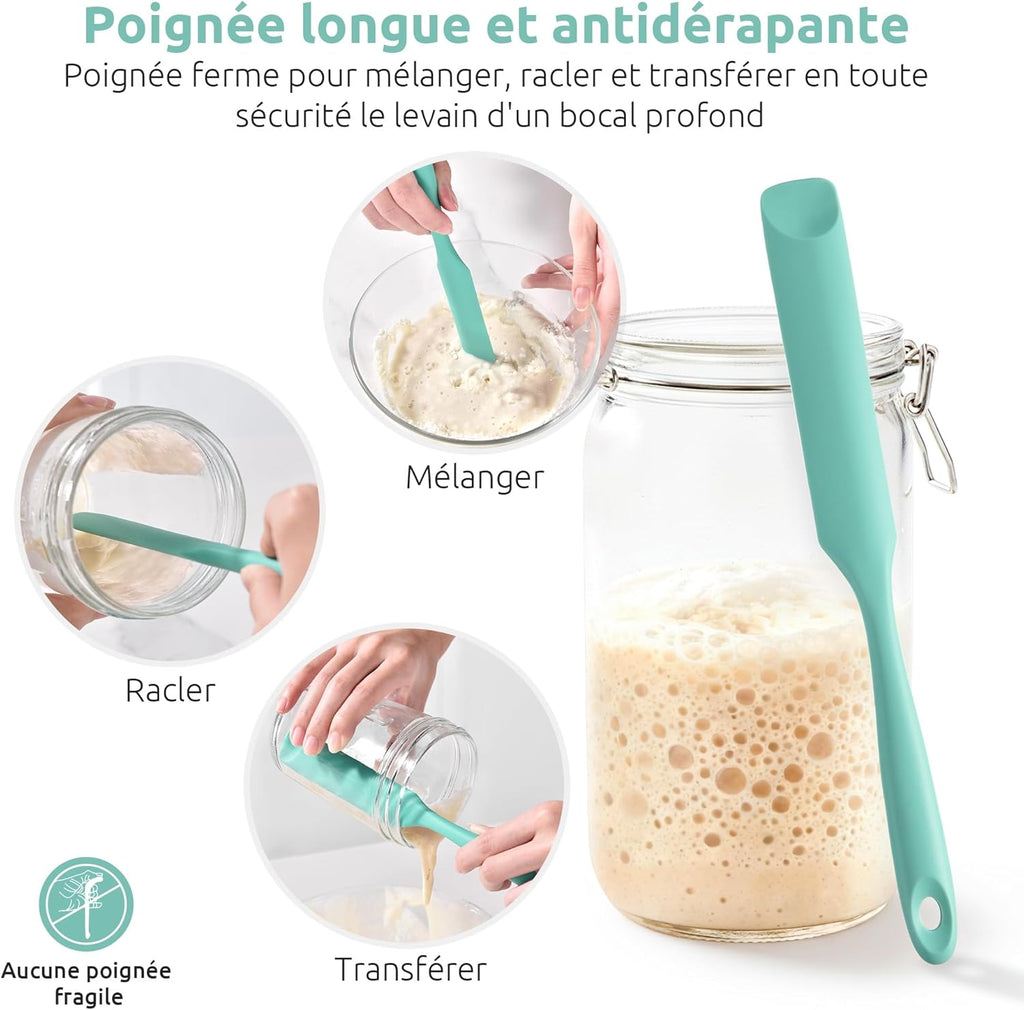 Spatule Silicone U-Taste – Embout Cuillère, Cœur Acier Inox, Résistante 315°C, 24,5 cm, Noir