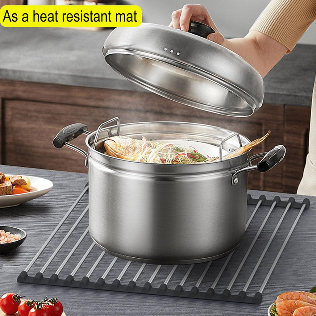 Égouttoir à Vaisselle Pliable ViWaVee – Inox, Sur Évier, 43 x 35 cm, Noir