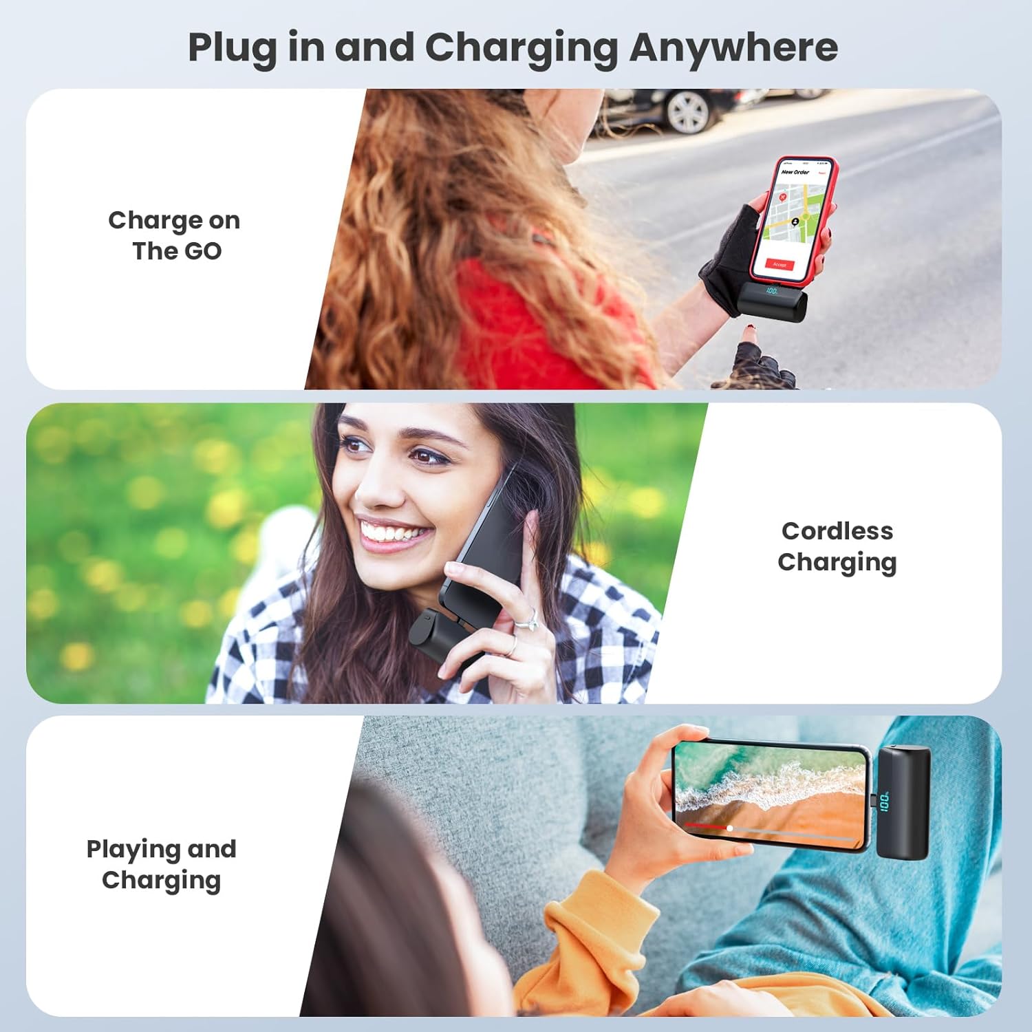 Feob Mini powerbank 5200 mAh voor iPhone 17/16 serie, PD 3A, snel opladen, USB C, powerbank met lcd-display, compatibel met iPhone 17/16/15 Plus Pro Max, Samsung S25/S24, telefoons