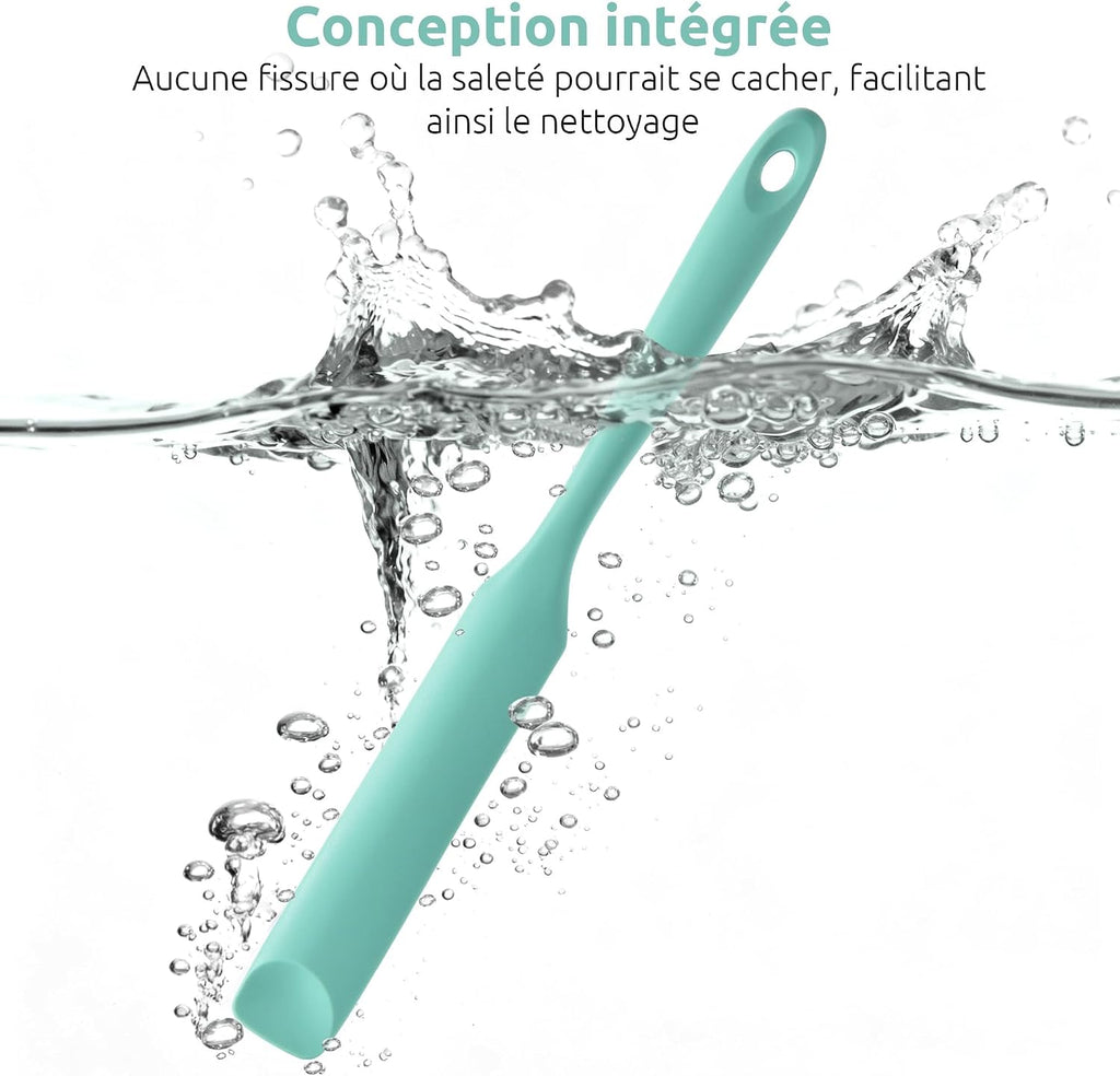 Spatule Silicone U-Taste – Embout Cuillère, Cœur Acier Inox, Résistante 315°C, 24,5 cm, Noir