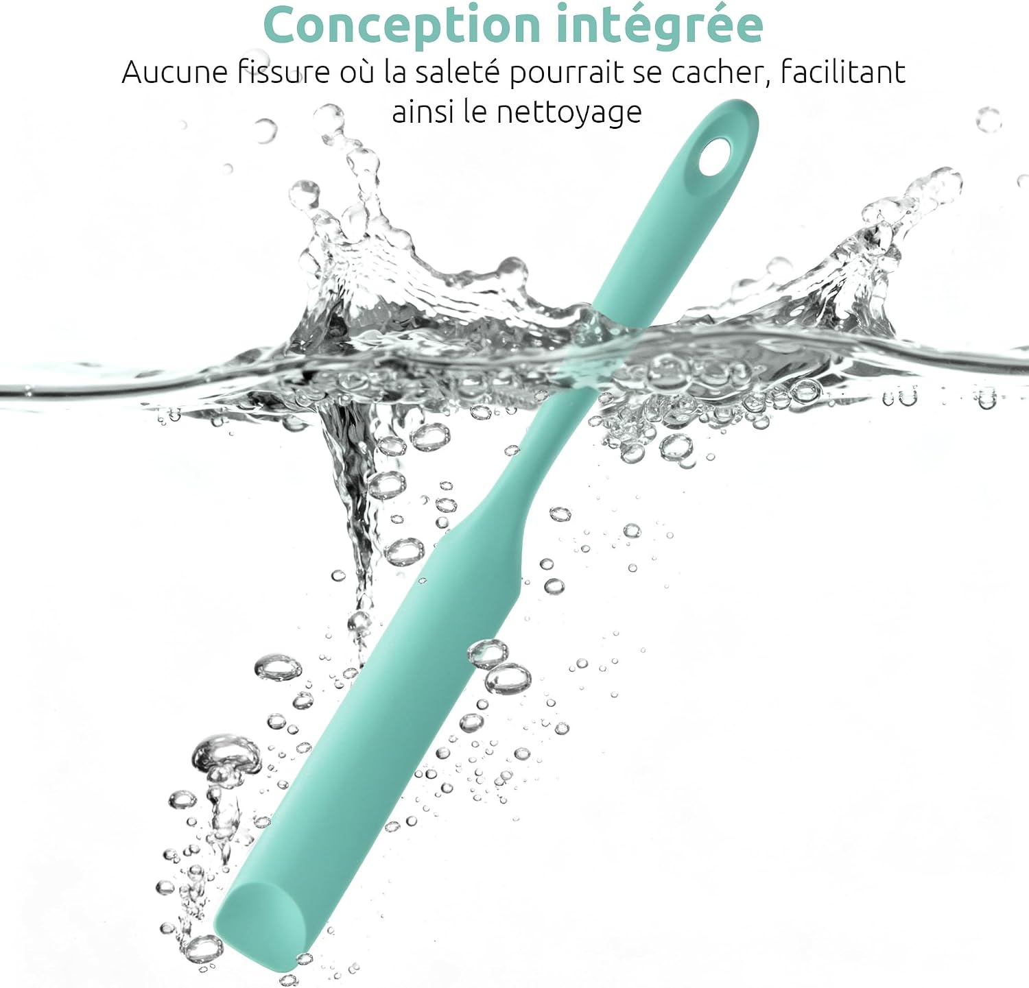 Spatule Silicone U-Taste – Embout Cuillère, Cœur Acier Inox, Résistante 315°C, 24,5 cm, Noir