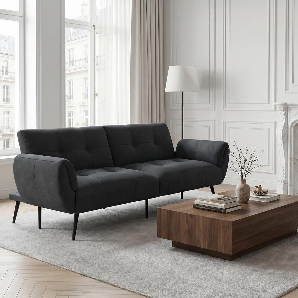 Canapé-lit convertible JIEXI – 3 places – Tissu gris – Dossier 3 positions – 170 cm