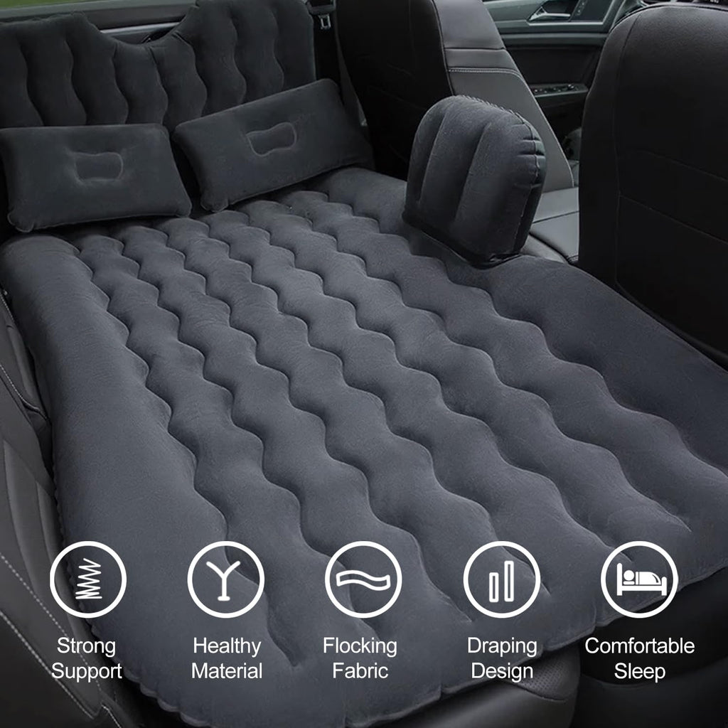 Ergocar Opblaasbaar luchtbed voor auto, reizen, camping, waterdicht, lekvrij, voor kamperen, wandelen, zwembad, strand, reizen (zwart)
