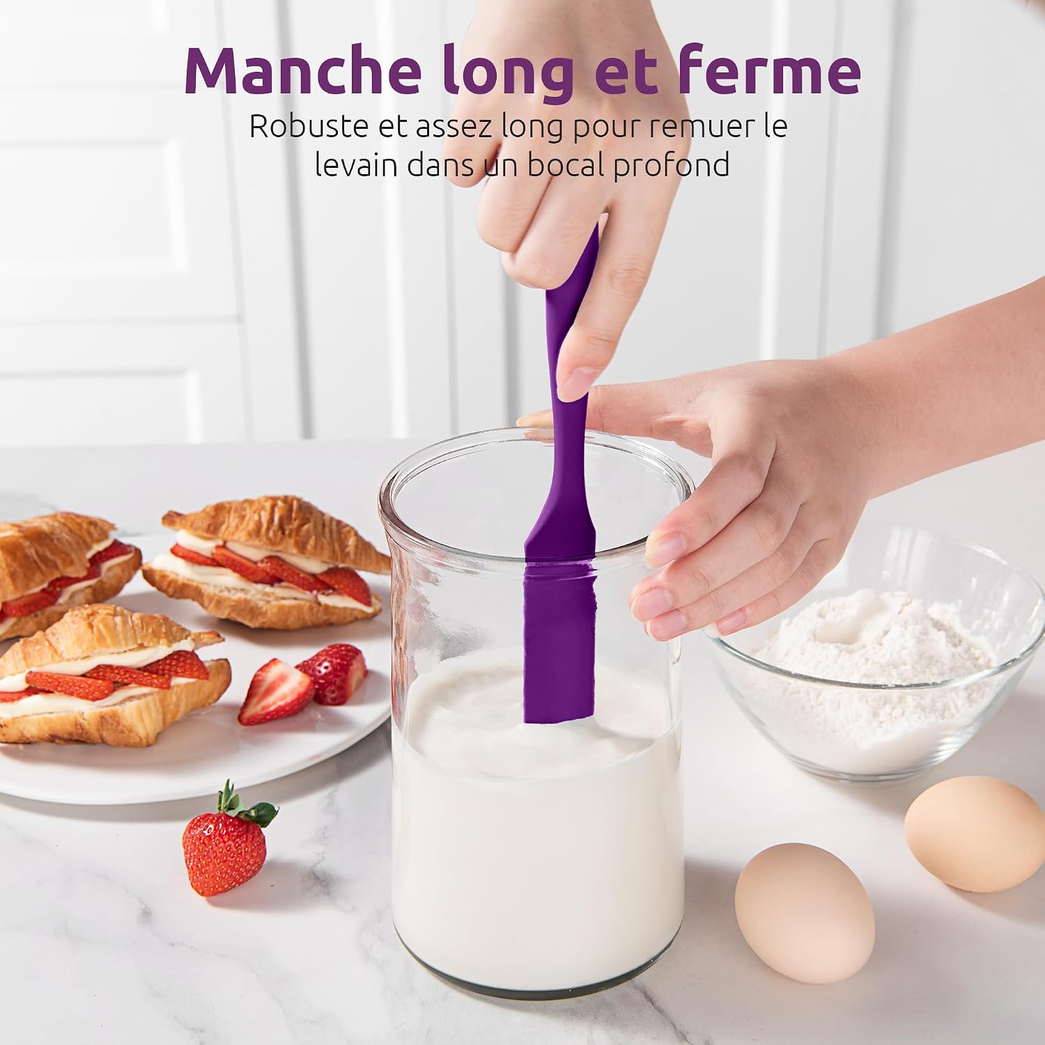 Spatule Silicone U-Taste – Embout Cuillère, Cœur Acier Inox, Résistante 315°C, 24,5 cm, Noir