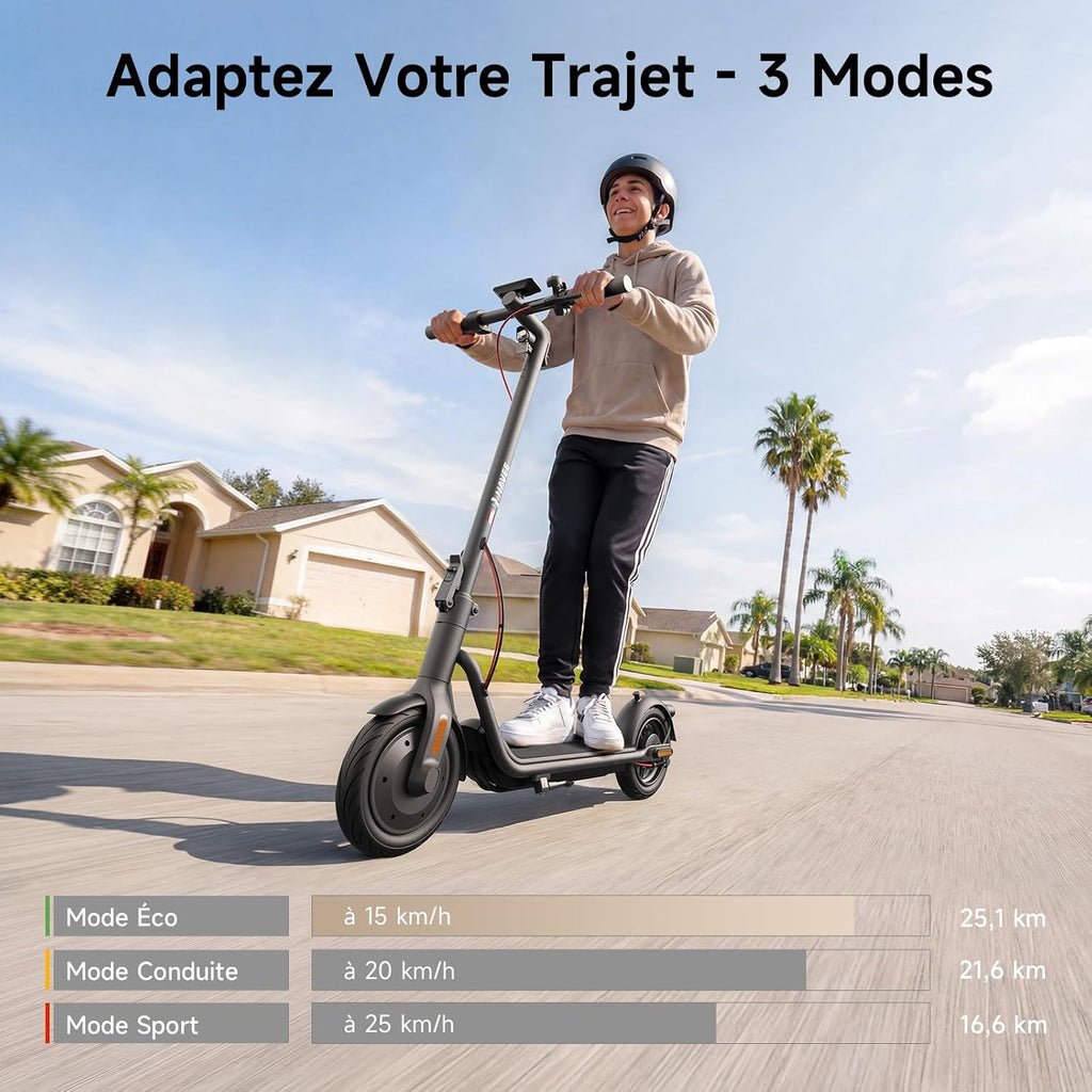 NAVEE V25 Elektrische step voor volwassenen, krachtige motor 600 W, max. bereik 25 km, banden 10 inch, E-ABS rem voor + trommel achter, TCS antislip, TÜV-certificering, Apple Find My, intelligent