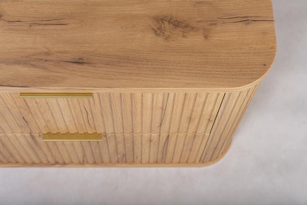 Meuble-lavabo en chêne massif — Poignée dorée | 120 x 51,7 x 41,5 cm