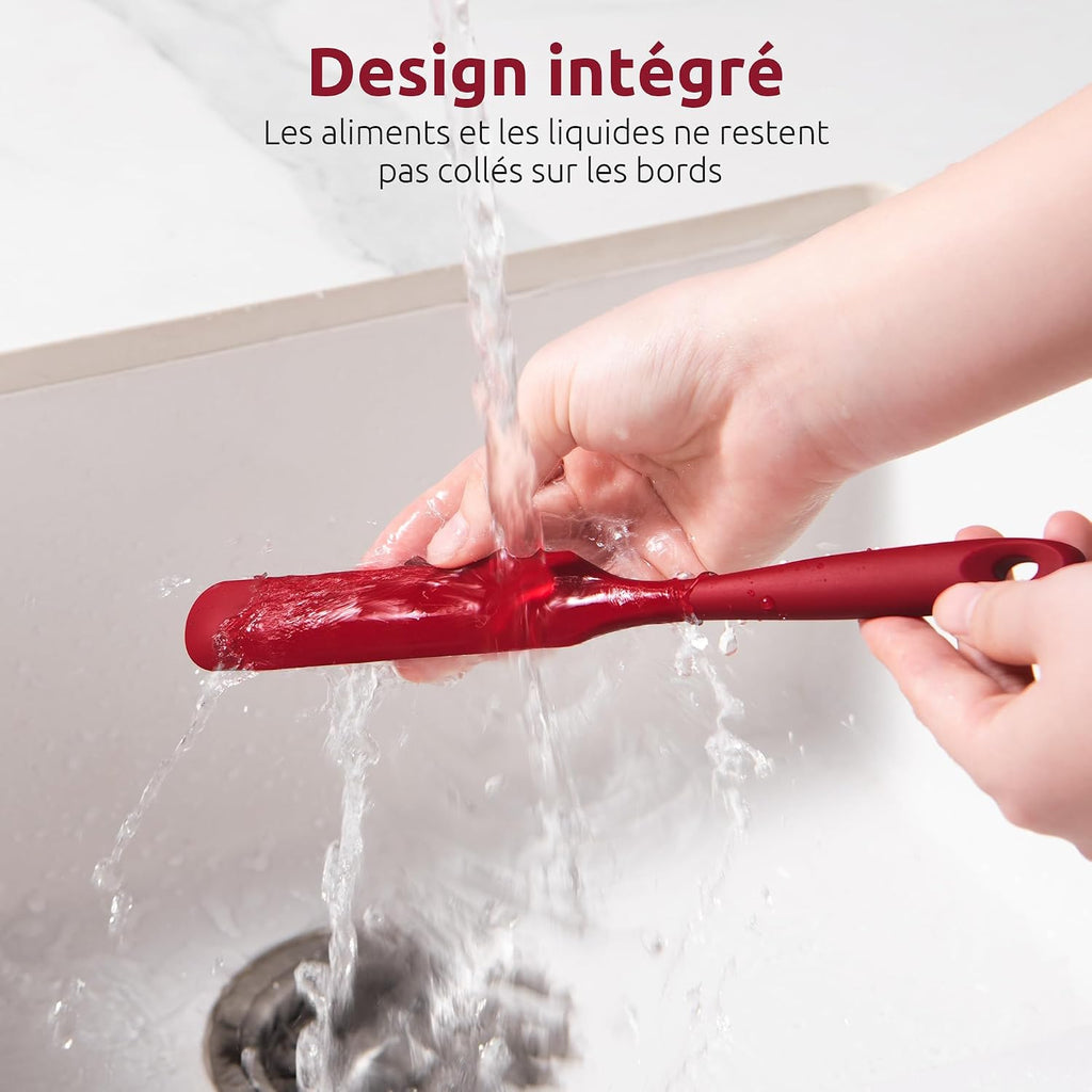 Spatule Silicone U-Taste – Embout Cuillère, Cœur Acier Inox, Résistante 315°C, 24,5 cm, Noir