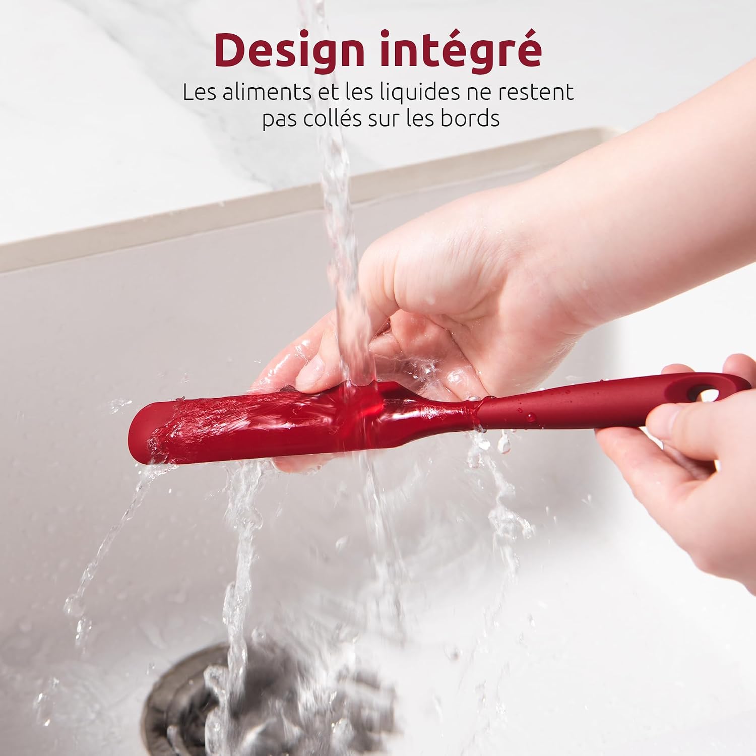 Spatule Silicone U-Taste – Embout Cuillère, Cœur Acier Inox, Résistante 315°C, 24,5 cm, Noir