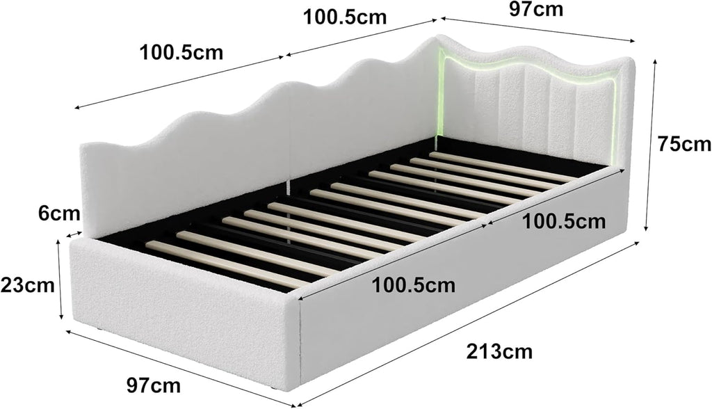 Lit Coffre 90x200 cm – Tête de Lit Rangement, Éclairage LED 16 Couleurs & Ports USB/USB-C