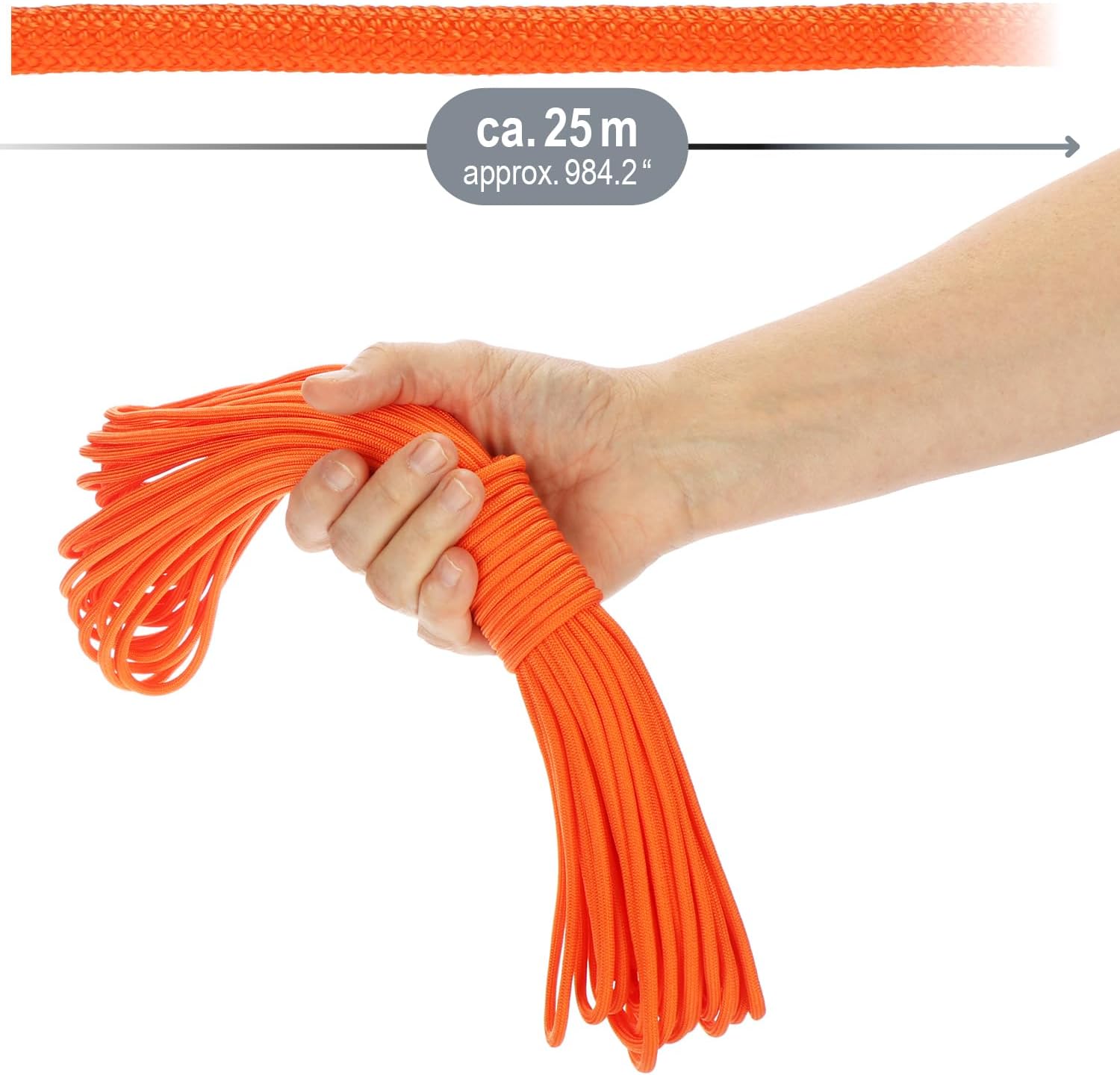COM-FOUR® Paracord touw Ø 4 mm, 25 m - 7-voudig touw voor boten, camping, outdoor - nylon touw met een draagvermogen van 250 kg - tenttouw, scheerlijn, universeel touw