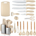 Set de Cuisine RAXCO 18 Pièces — 5 Couteaux Inox + 7 Spatules Silicone + Bloc