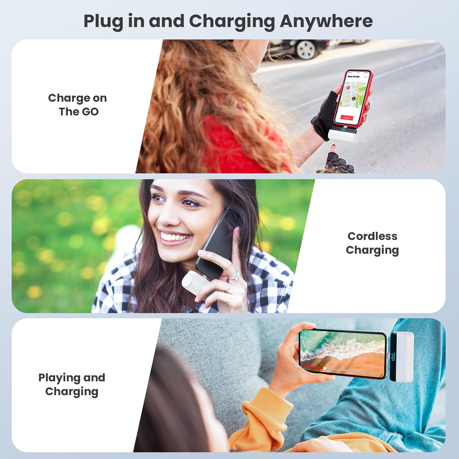 Feob Mini powerbank 5200 mAh voor iPhone 17/16 serie, PD 3A, snel opladen, USB C, powerbank met lcd-display, compatibel met iPhone 17/16/15 Plus Pro Max, Samsung S25/S24, telefoons