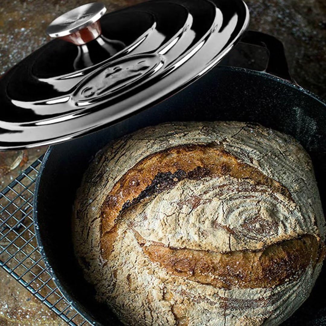 Cocotte Ovale en Fonte Émaillée La Cuisine – 5 L, Canneberge, Bouton Doré, Induction