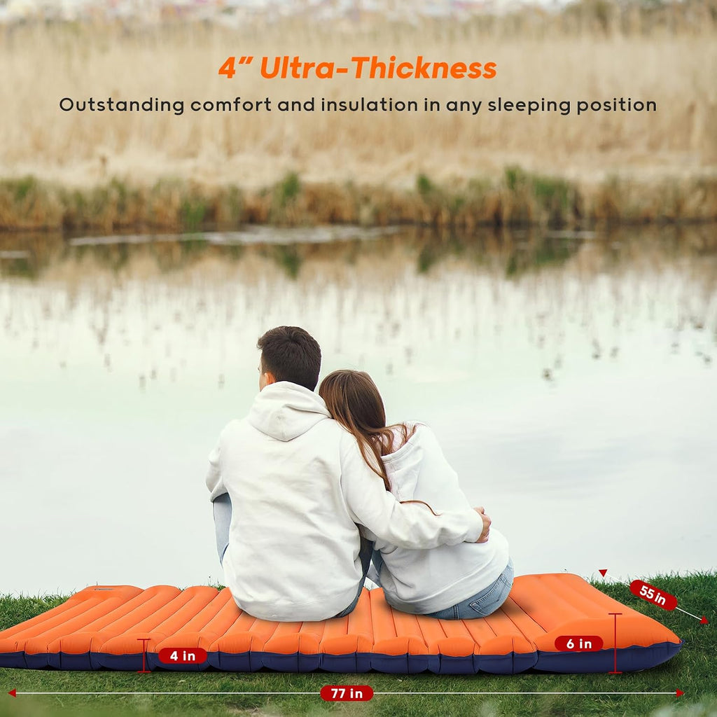 800 g ultralicht opblaasbaar campingmatras, compacte slaapmat met geïntegreerde voetpomp voor tent, wandelen, buiten