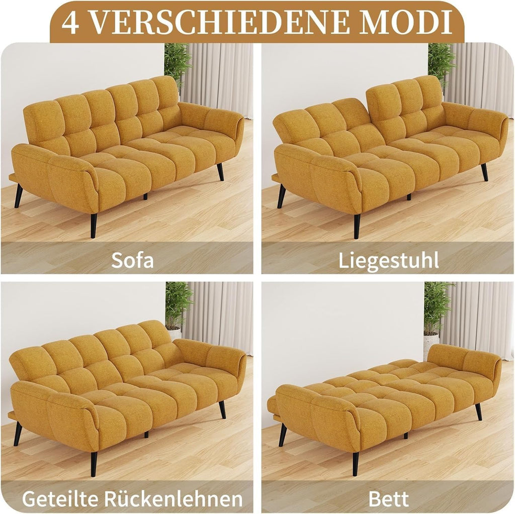 Canapé-lit convertible JIEXI – 3 places – Tissu gris – Dossier 3 positions – 170 cm