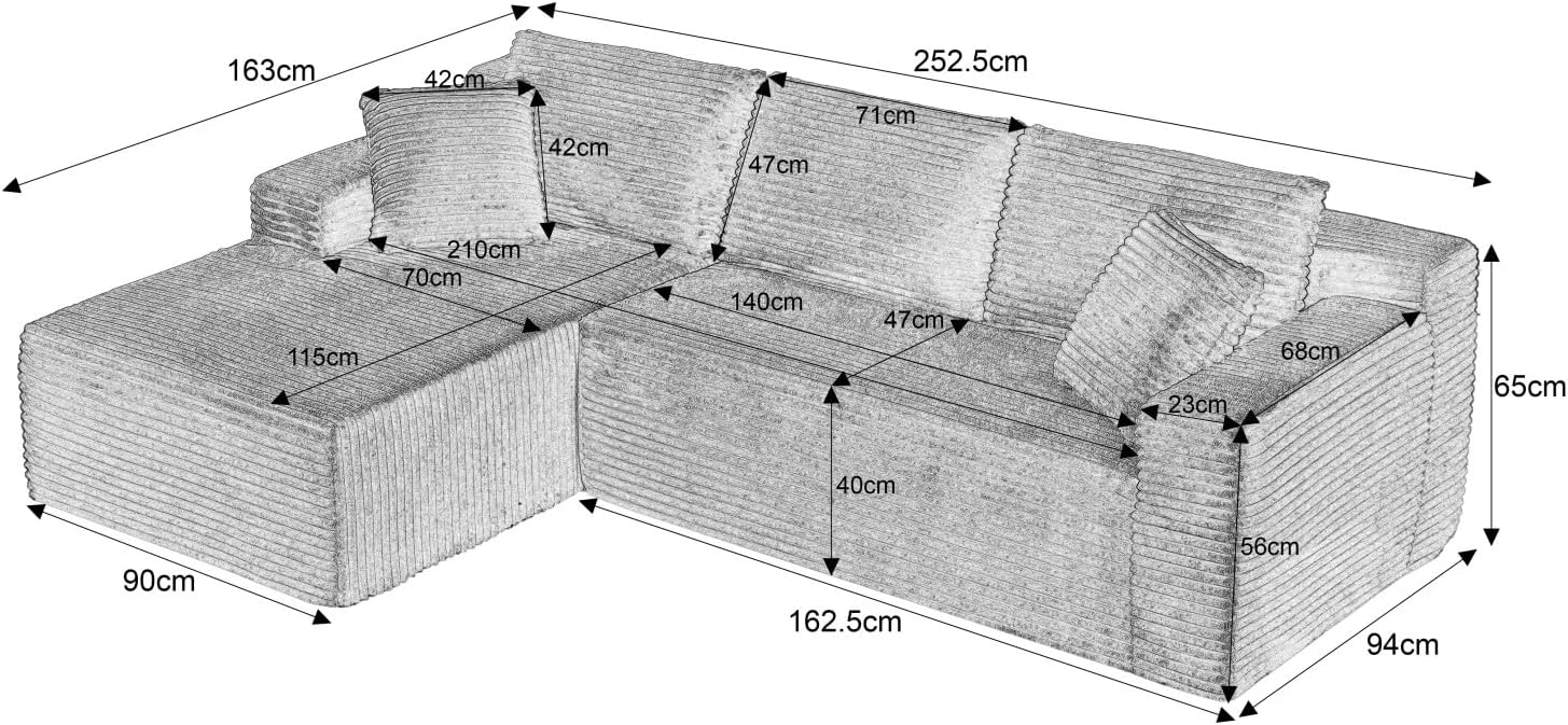 Canapé d'Angle Modulable 3 Places – Mémoire de Forme, Housse Lavable, Sans Montage | Blanc