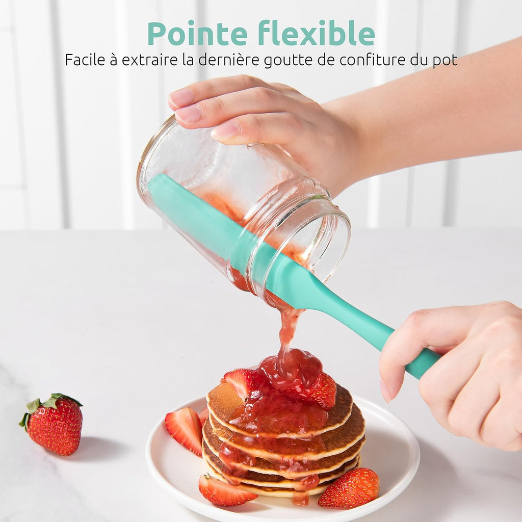 Spatule Silicone U-Taste – Embout Cuillère, Cœur Acier Inox, Résistante 315°C, 24,5 cm, Noir