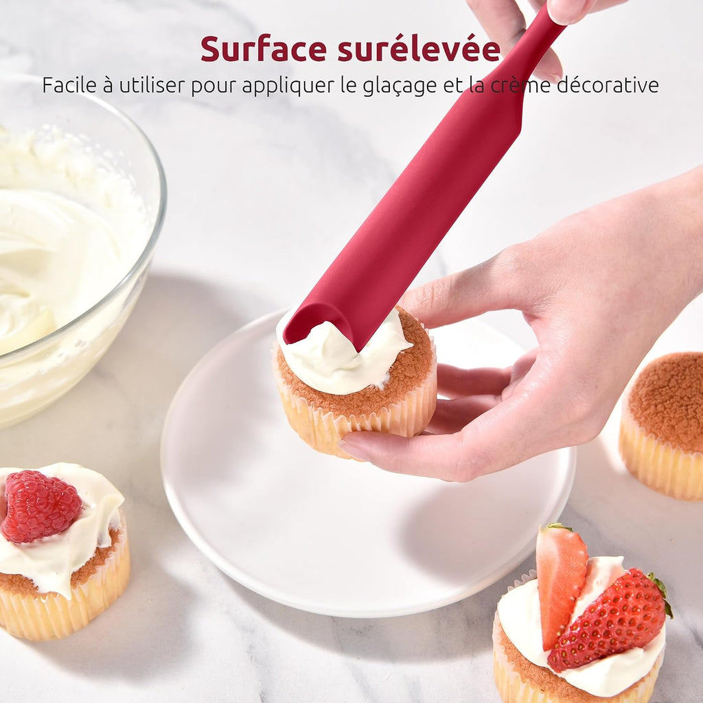 Spatule Silicone U-Taste – Embout Cuillère, Cœur Acier Inox, Résistante 315°C, 24,5 cm, Noir