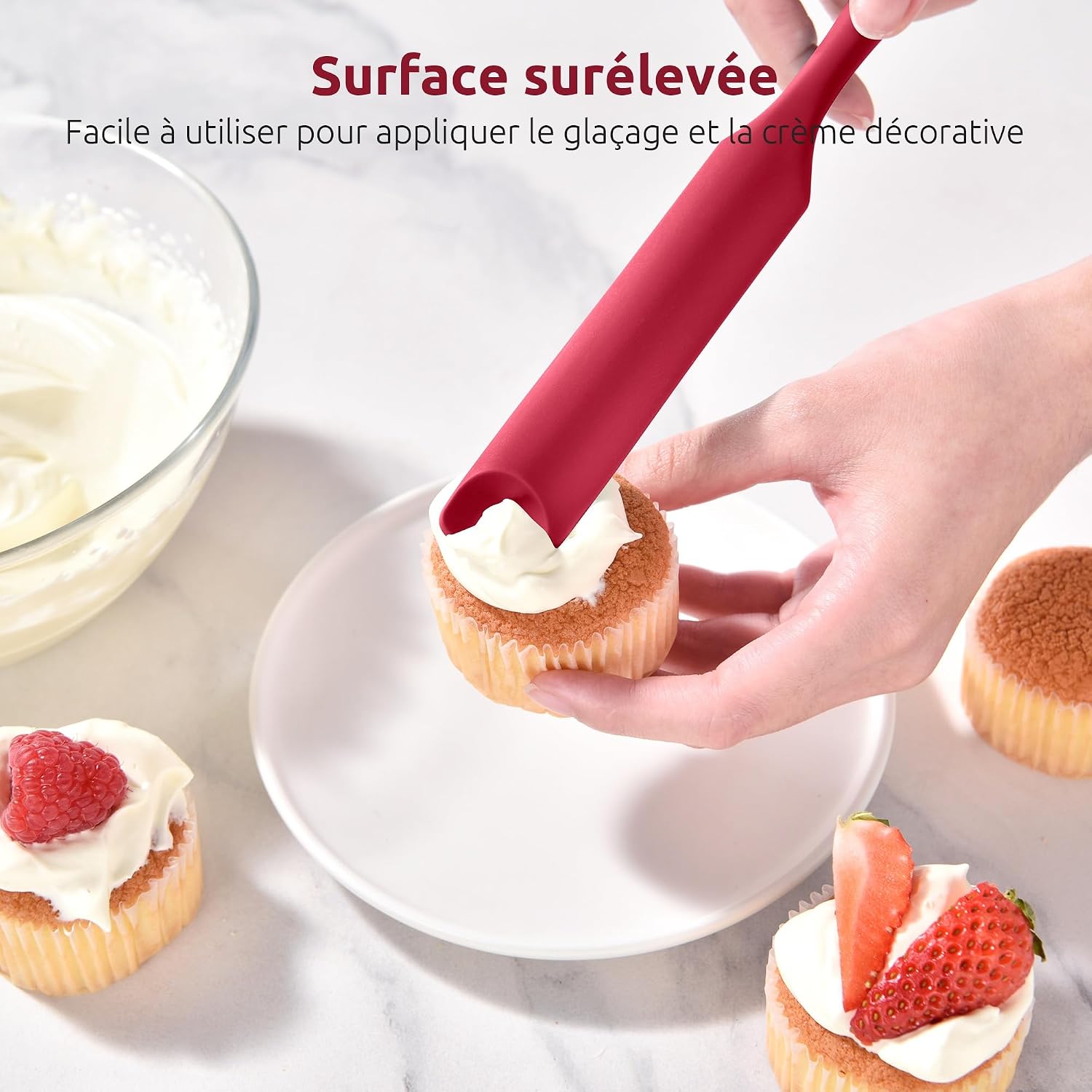 Spatule Silicone U-Taste – Embout Cuillère, Cœur Acier Inox, Résistante 315°C, 24,5 cm, Noir