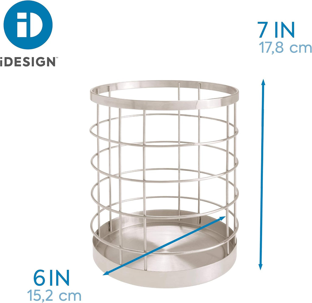 Porte-Ustensiles de Cuisine iDesign Austin – Métal Noir Mat, Design Grille Ouverte, 15 x 18 cm