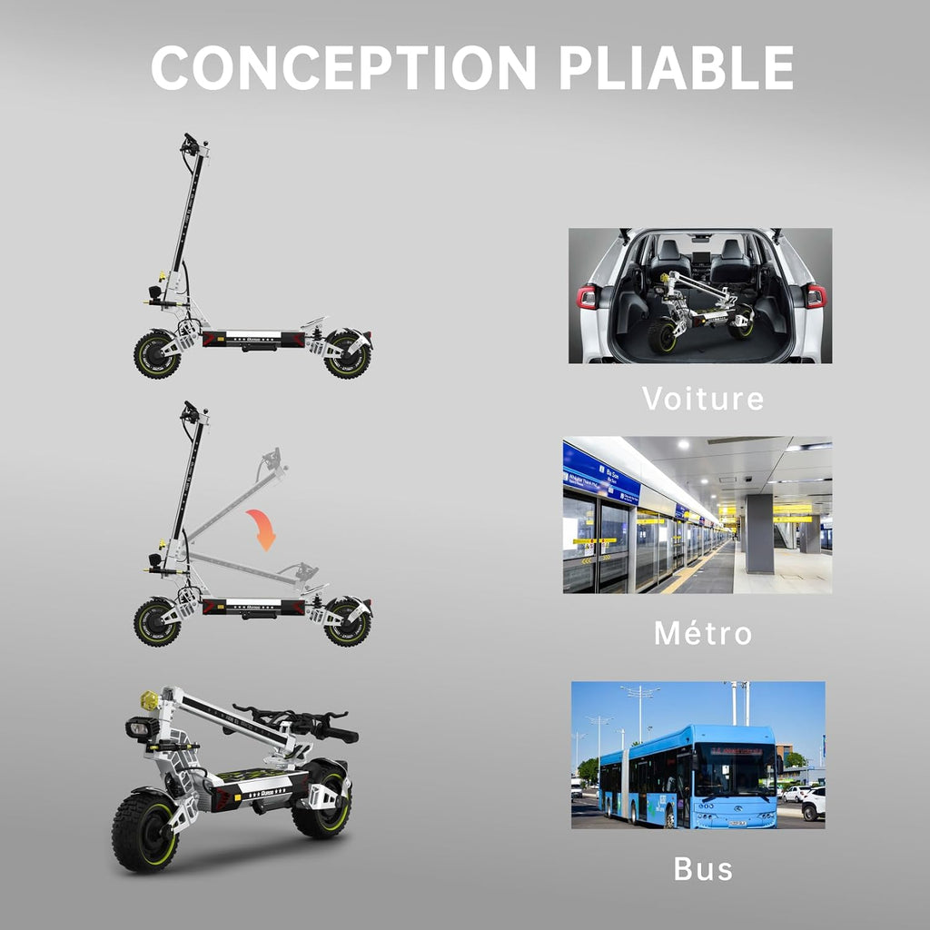 Elektrische step, RT6/T2 Max/ M5 Pro/T2 Master/T3 Max, motor 800 W/1000 W/1200 W/2400 W/3000 W, bereik 55/65/75/85 km, all-terrain banden, 3 snelheidsmodi, intelligent display
