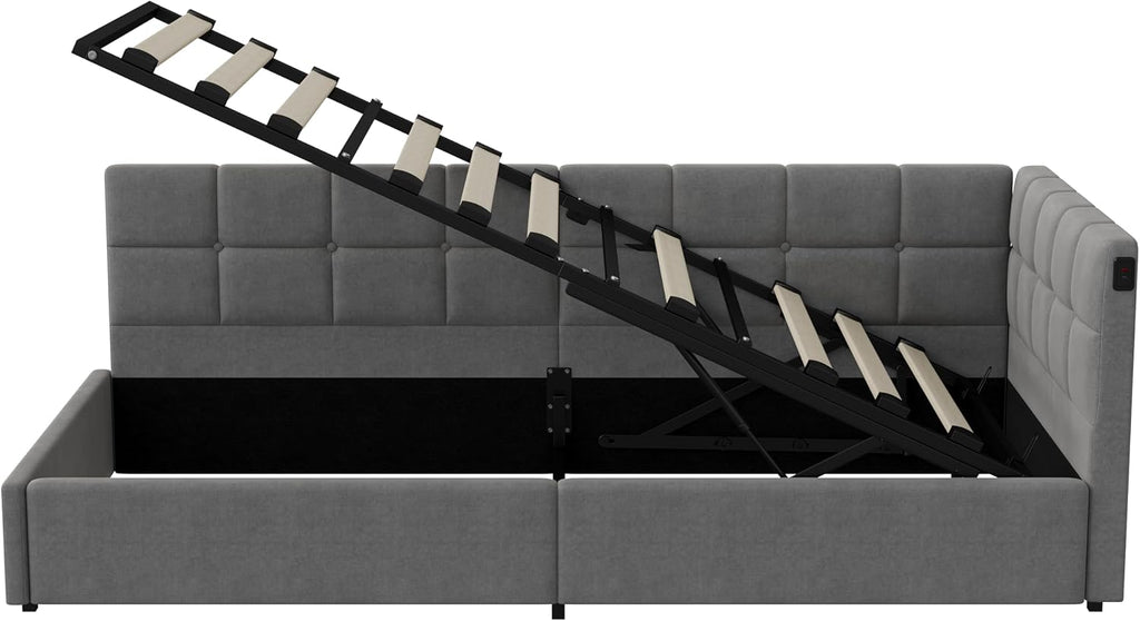 Canapé-Lit Convertible LKPOMI 2 Places — Velours Beige, Lit 180x200 cm