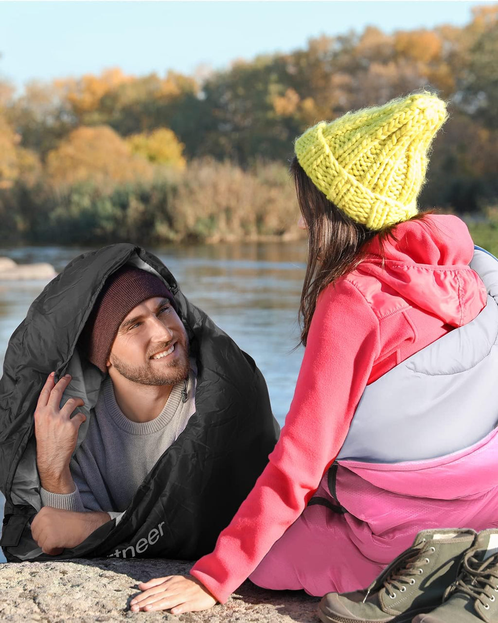 Outdoor Camping Slaapzak: Sportneer 3-4 Seizoenen Zomerslaapzak Winterslaapzak Klein opgevouwen Draagbaar Ultralicht 1,7 kg Volledige vulling Volwassen