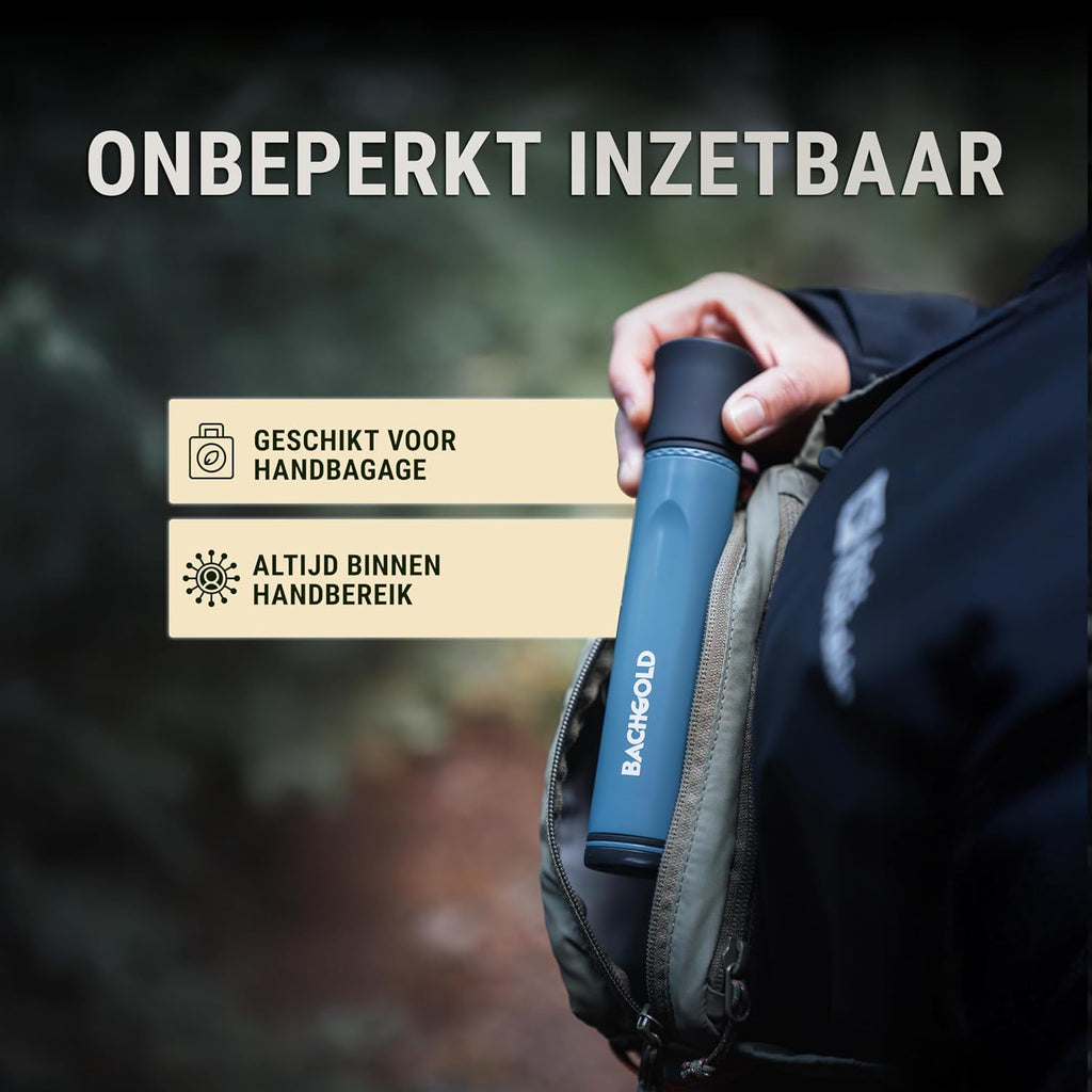 Straw Waterfilter Outdoor Survival – Ultralichte Prepper Apparatuur Levert tot 500 L vers drinkwater voor elke noodsituatie, incl. slang, duurzaam gebouwd, Zwart