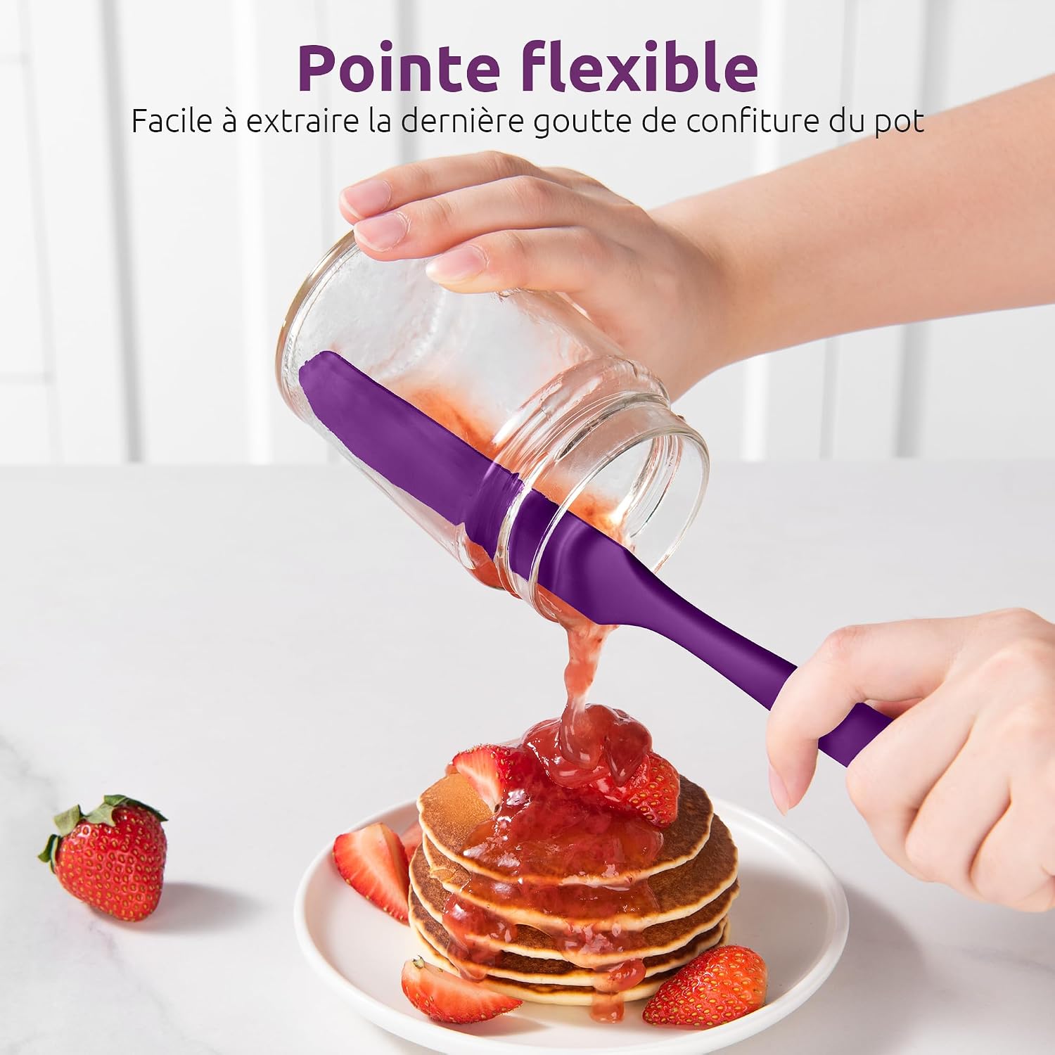 Spatule Silicone U-Taste – Embout Cuillère, Cœur Acier Inox, Résistante 315°C, 24,5 cm, Noir