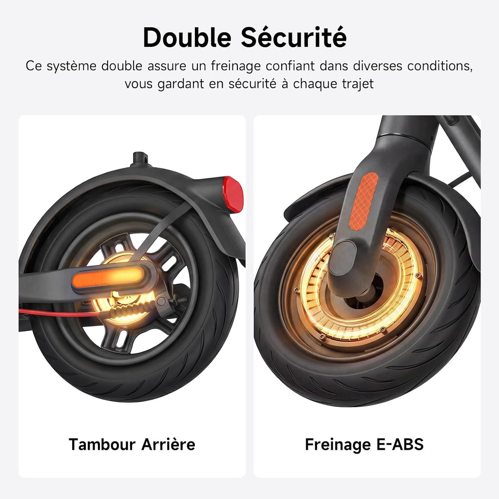 NAVEE V25 Elektrische step voor volwassenen, krachtige motor 600 W, max. bereik 25 km, banden 10 inch, E-ABS rem voor + trommel achter, TCS antislip, TÜV-certificering, Apple Find My, intelligent