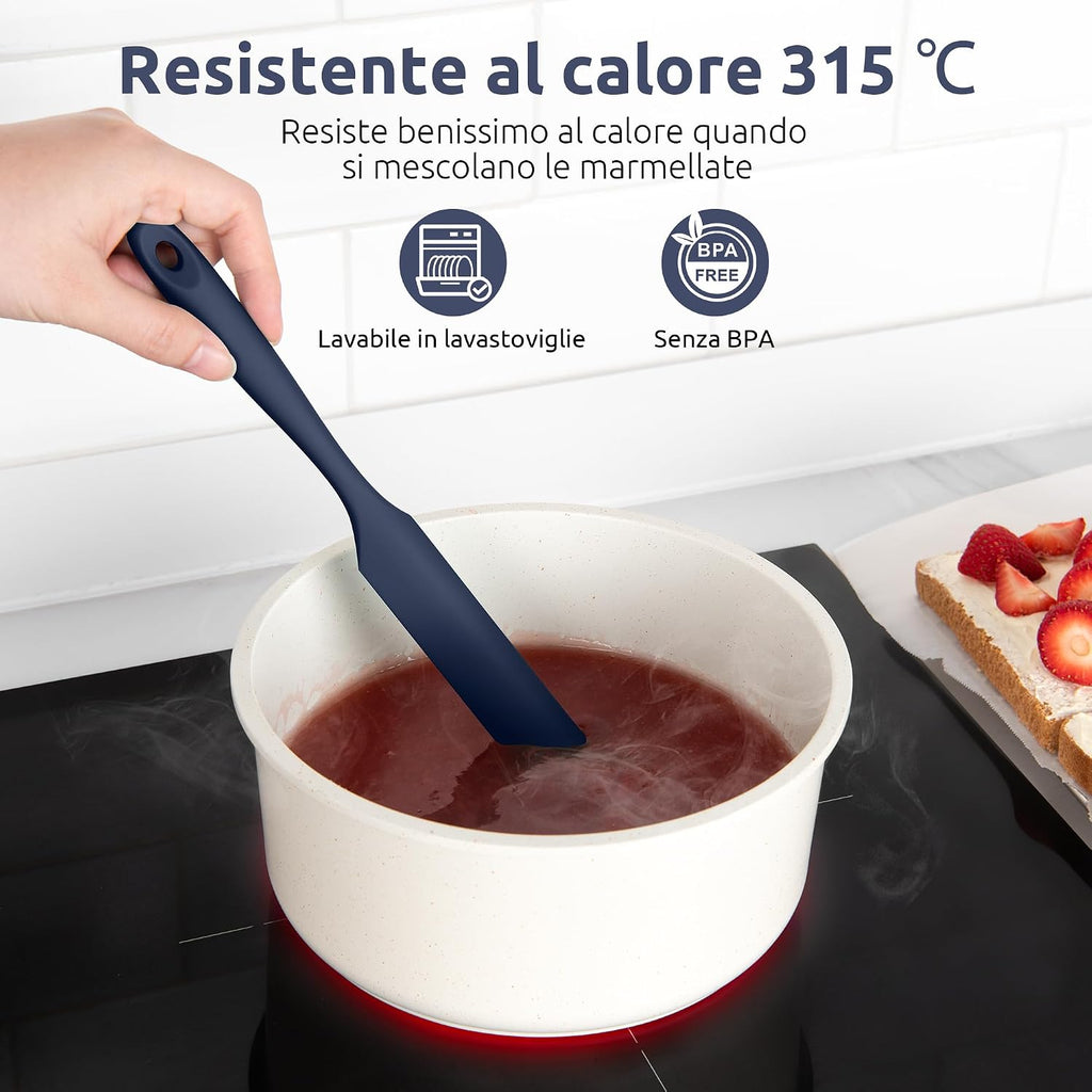 Spatule Silicone U-Taste – Embout Cuillère, Cœur Acier Inox, Résistante 315°C, 24,5 cm, Noir