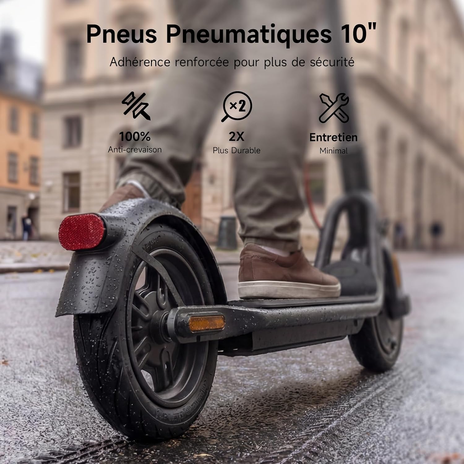 NAVEE V25 Elektrische step voor volwassenen, krachtige motor 600 W, max. bereik 25 km, banden 10 inch, E-ABS rem voor + trommel achter, TCS antislip, TÜV-certificering, Apple Find My, intelligent