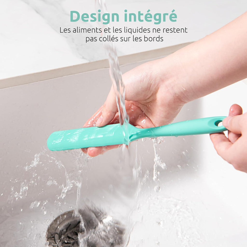 Spatule Silicone U-Taste – Embout Cuillère, Cœur Acier Inox, Résistante 315°C, 24,5 cm, Noir