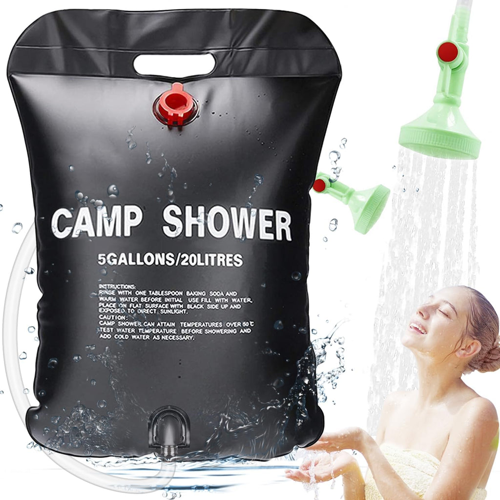 ECtury Camping zonnedouche 20 liter mobiele zonnedouche camping tuindouche warm water draagbare zonne-waterzak tuin reisdouche met douchekop