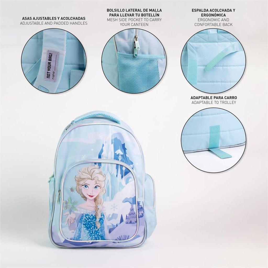 Originele Disney Frozen Elsa, Anna en Olaf rugzak met design en winterfiguren, grote Frozen rugzak voor kleuterschool, basisschool en meisjes, licht en duurzaam