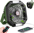 Campingventilator, 7800 mAh, draagbaar, oplaadbaar, met ledlamp, 4 ventilatiesnelheden, met afstandsbediening, voor kamperen in de open lucht, strand en reistenten