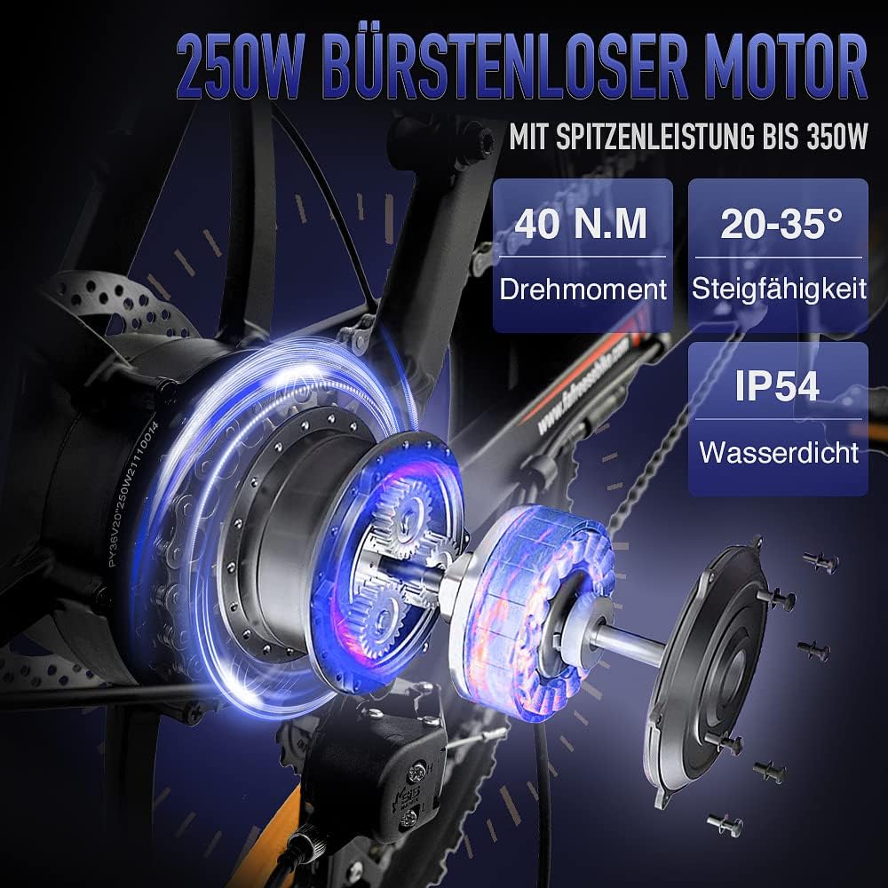 Fafrees F20 Elektrische vouwfiets 36 V 16 Ah accu 20 x 3,0 inch elektrische fiets bereik tot 60-130 km, 250 W Fatbike, Pedelec 25 km/u, opvouwbare elektrische fiets voor dames en heren