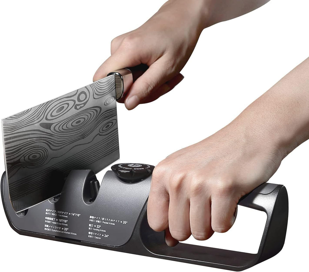 Aiguiseur Couteaux Japonais MITSUMOTO SAKARI – Angle Réglable 14°-24°, 3 Niveaux, Multifonction