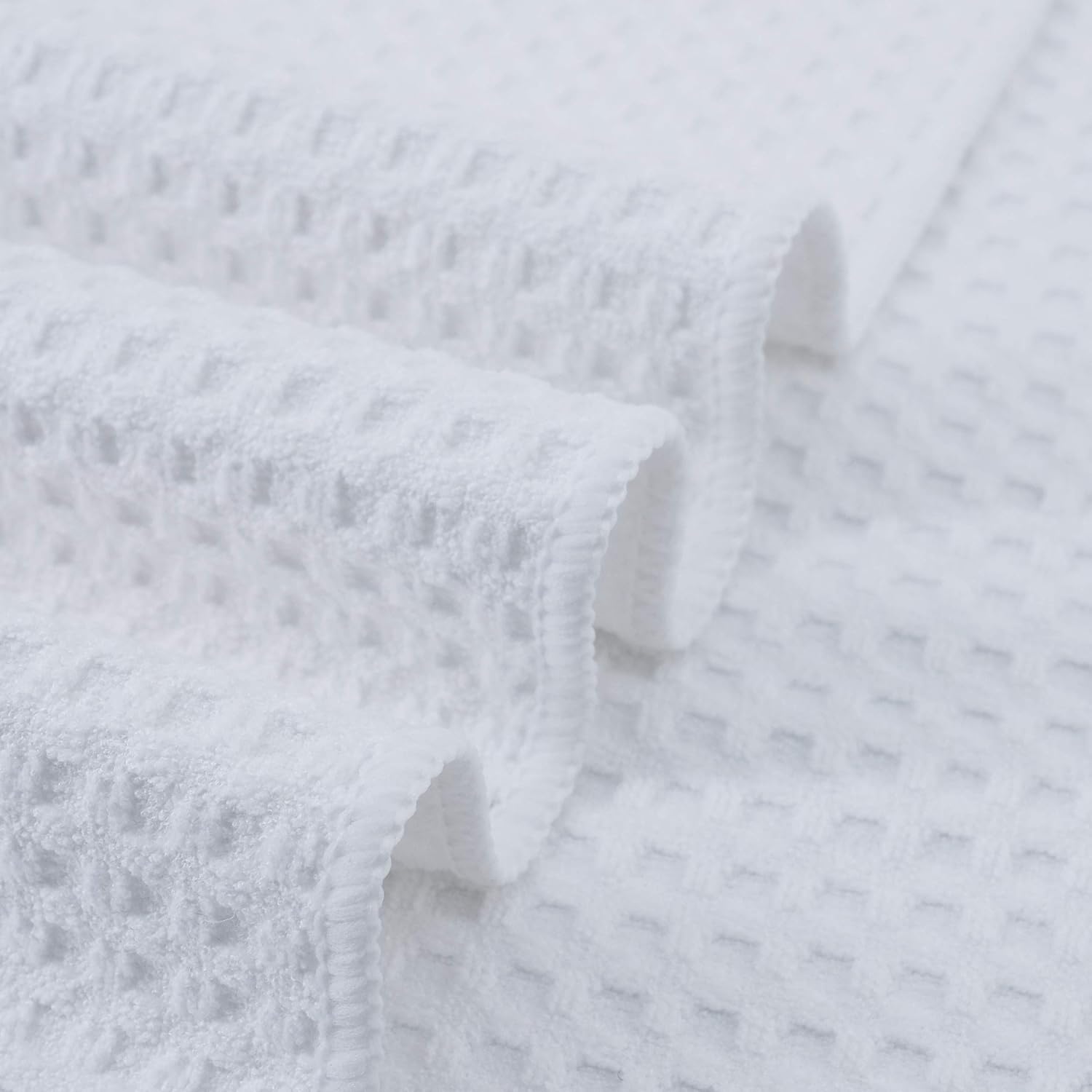Torchons de Cuisine POLYTE – Lot de 8 Microfibres Gauffrées Ultra-Absorbantes, 40 x 71 cm, Gris & Blanc