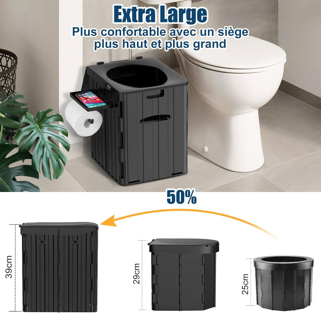 Draagbaar Campingtoilet, voor mannen en vrouwen, hygiënische pot voor de auto, opvouwbaar autotoilet voor volwassenen, voor kamperen, wandelen of uitstapjes